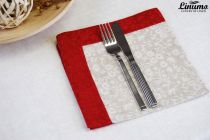 Fine linen napkin from 50% linen jacquard 42x42cm gray/red