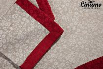 Tischdecke SAAR 50% Leinenjacquard Rot/Grau 190x300cm