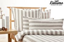 Bedding Set TAUBER 100% Linen White/Natural striped 2PC