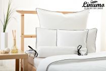 Bedding Set LESUM 100% Linen white with a black cord row 2pc