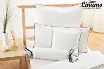 Bolster LESUM 100% Linen white with a black cord row