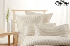 Bedding Set EMS 100% Linen White-Natural striped 2PC