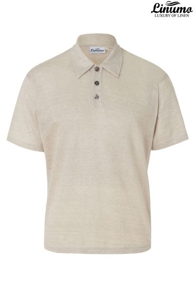 Airy polo shirt knitted in pure linen in various sizes