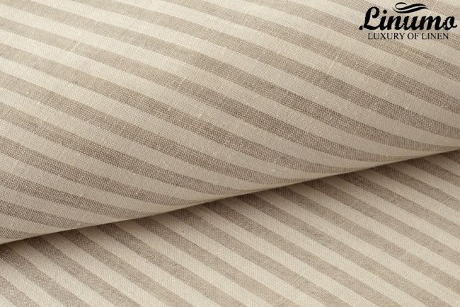 Bedding Set EMS 100% Linen White-Natural striped 2PC