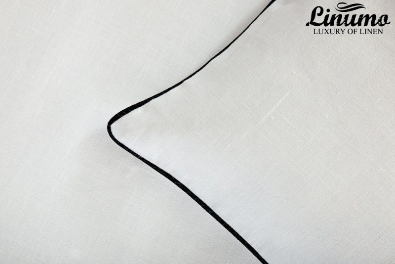 Bedding Set LESUM 100% Linen white with a black cord row 2pc