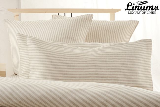 Bedding Sheet EMS 100% Pure Linen White-Gray striped 150x250cm