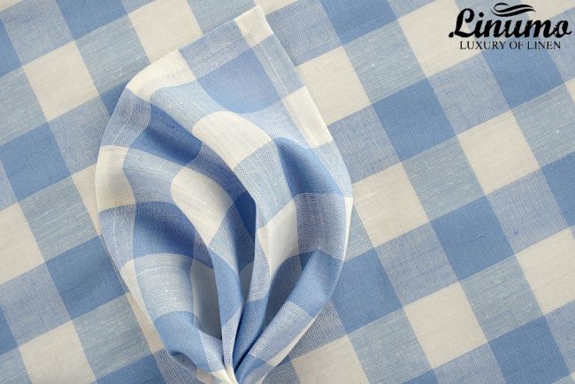 Bedding Sheet HAVEL Half-Linen Checked Blue 150x250cm