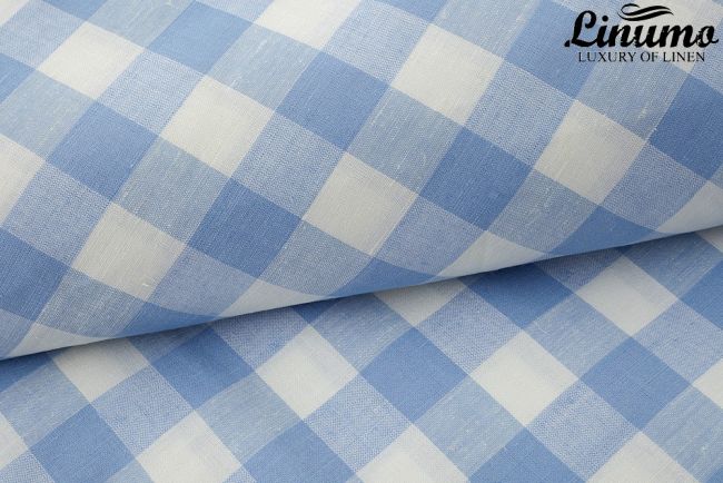 Bedding Sheet HAVEL Half-Linen Checked Blue 150x250cm