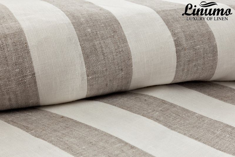 Bedding Sheet TAUBER 100% Pure Linen White/Natural striped