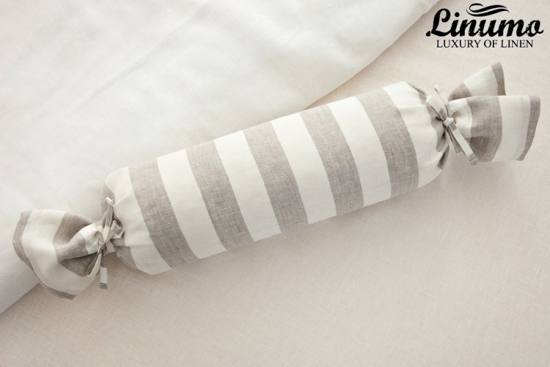 Bolster TAUBER 100% pure linen white-natural striped