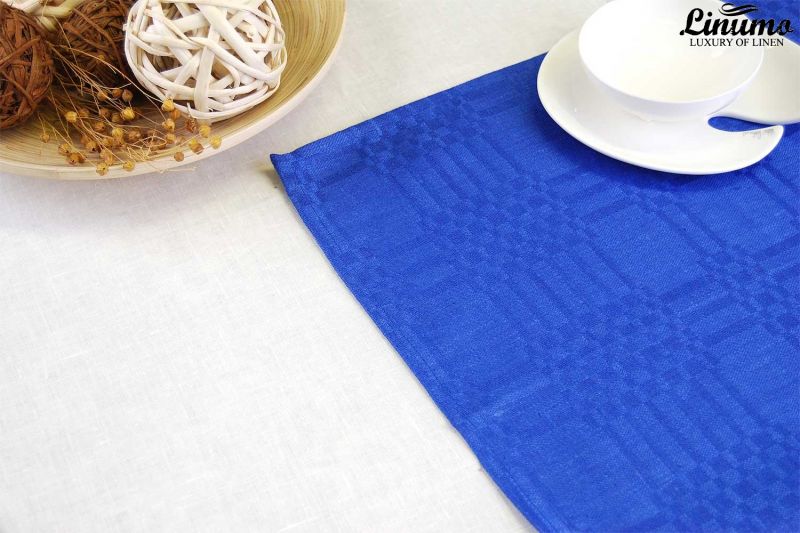 Edle Leinen-Serviette aus 100% Leinenjacquard 45x45cm Blau