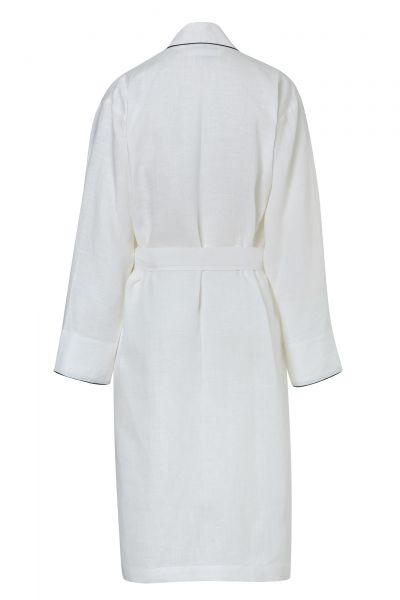 Exclusive robe made of 100% linen white with a black cord row