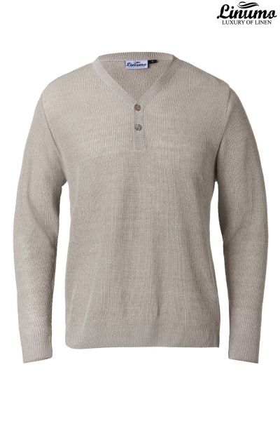 Exklusiver Herren Pullover Leinenstrick mit Knopfleiste