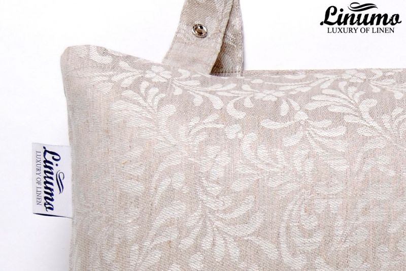 Faltbare Leinen-Einkaufstasche aus 100% Leinenjacquard Grau