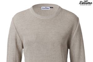 Hautfreundlicher Damen-Pullover 100% Leinen Rundhalsausschnitt