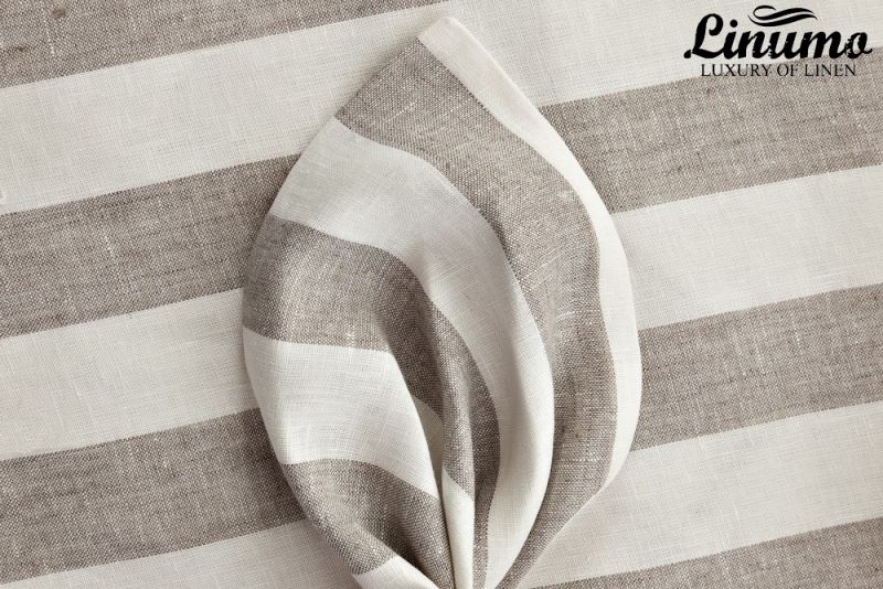 Linen Bedcover TAUBER White/Natural striped various sizes