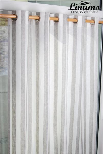 Linen curtain withe/natural striped 145x235cm M05C33215