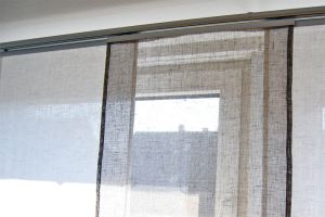 Linen sliding curtains naturel/gray voile different sizes M1209