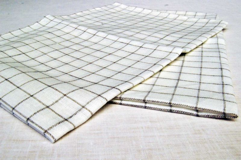 Linen tea towel 50x70cm Creme/White checked