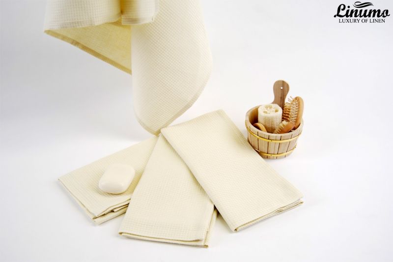 Luxury sauna & bath towel linen mix creamy white Different Sizes