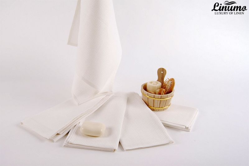 Luxury sauna & bath towel linen mix white Different Sizes