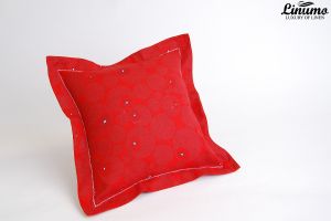 Pillow Cover 100% Linen 40x40cm Red Stand-Up Hem