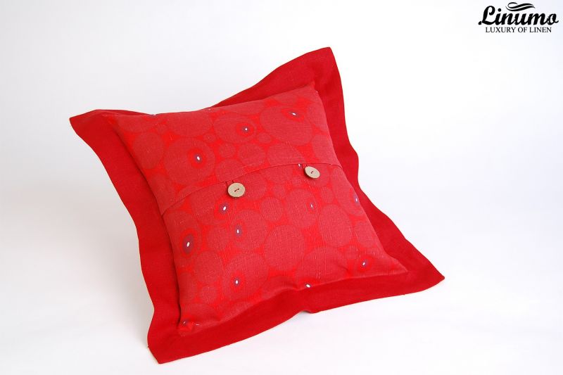 Pillow Cover 100% Linen 40x40cm Red Stand-Up Hem