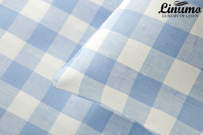 Pillow Cover HAVEL Half-Linen Checked Blue Different Sizes