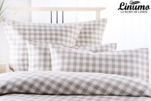 Pillow Cover ISAR Half-Linen Checked Brown Different Sizes