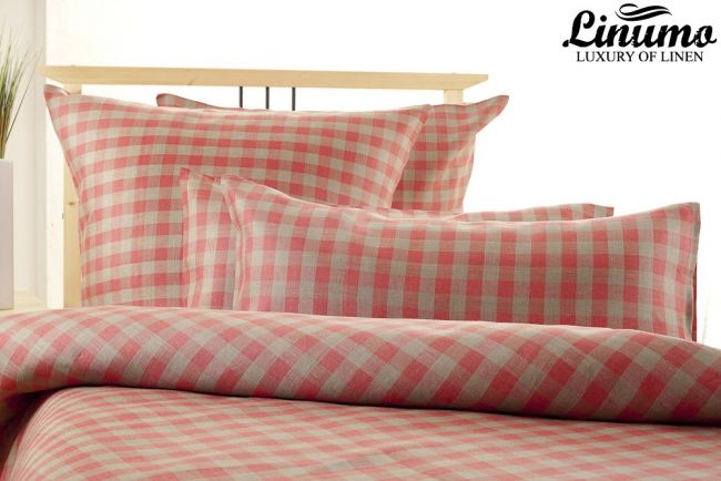 Pillow Cover SPREE 100% Linen Red Checked different Sizes