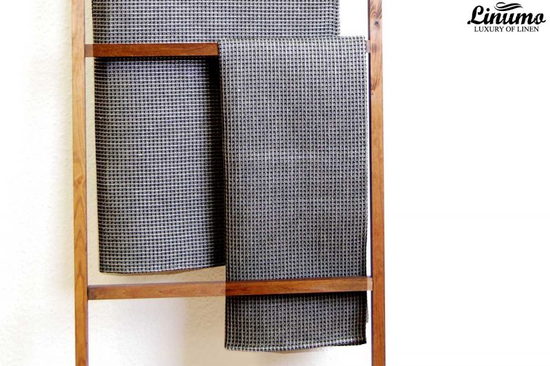 Sauna & bath towel pique 50% linen black/gray Different Sizes