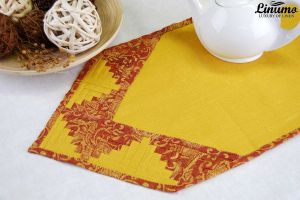 Table Runner 100% Linen Yellow Patchwork Different Sizes