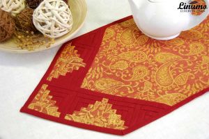 Table Runner 100% Linenjacquard Red Patchwork Different Sizes