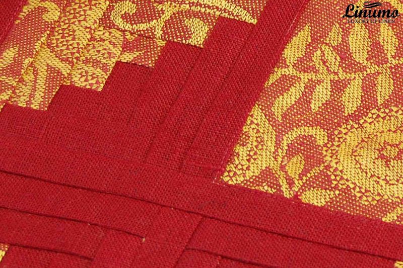 Table Runner 100% Linenjacquard Red Patchwork Different Sizes