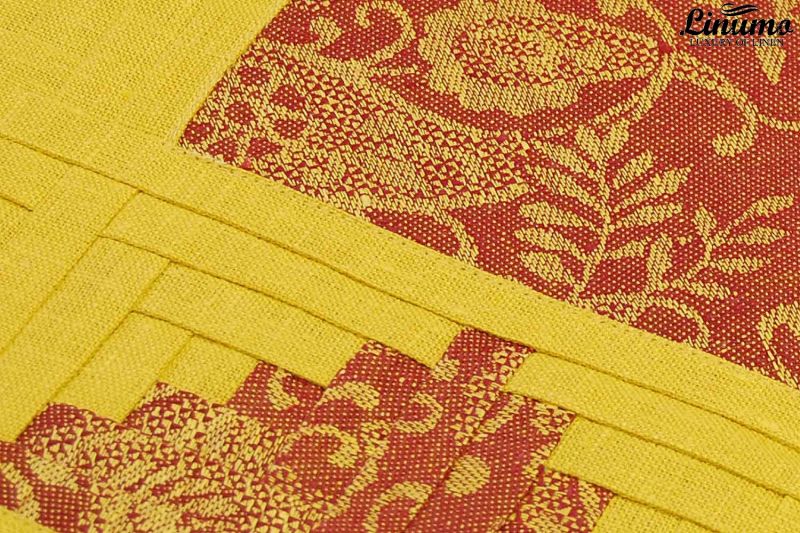 Table Runner 100% Linenjacquard Red/Yellow Different Sizes