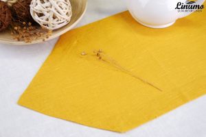 Table Runner in precious linen Yellow Different Sizes