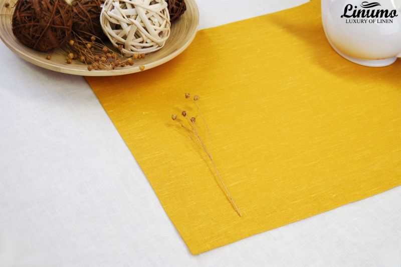 Table Runner in precious linen Yellow Different Sizes