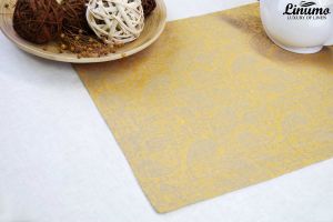 Table Runner in precious linenjacquard Yellow/Gray Different Siz