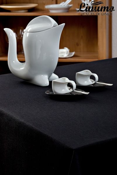 Tablecloth ILLER from 100% Linen black Different Sizes