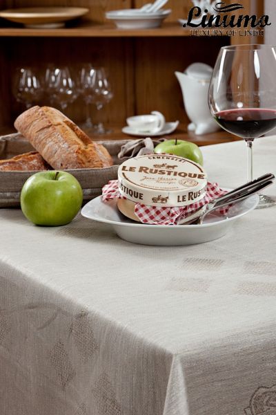 Tablecloth KYLL 100% Linen-Jacquard Gray Different Sizes