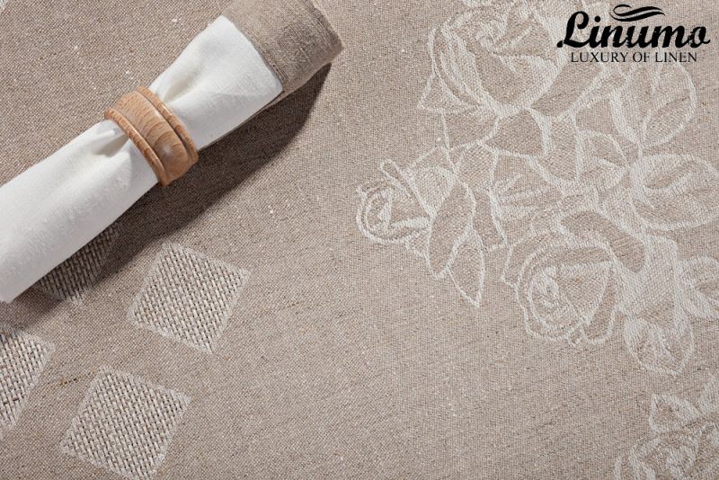 Tablecloth KYLL 100% Linen-Jacquard Gray Different Sizes