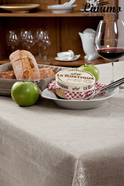 Tablecloth KYLL 100% Linen-Jacquard Gray Different Sizes