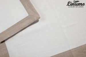 Tablecloth LAHN from 100% Linen withe/natural different sizes