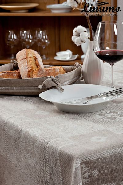 Tablecloth NAAB 100% Linen-Jacquard Gray Different Sizes