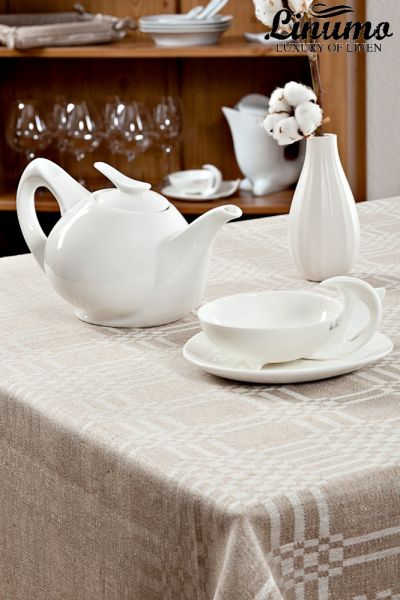 Tablecloth OSTE 100% Linen-Jacquard Gray Different Sizes