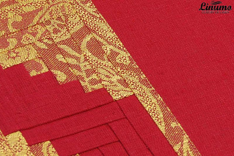 Tischlufer Rot Leinenjacquard Patchwork Verschiedene Gren